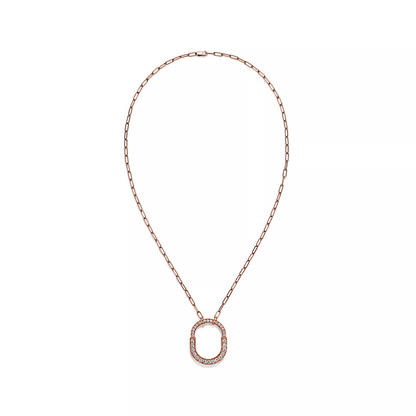 [Dawnora Jewelry]LOCK NECKLACE MEDIUM PENDANT PINK GOLD PAVED DIAMONDS