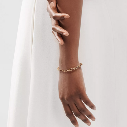[Dawnora Jewelry]HARDWEAR SMALL LINK 26 MOTIF PINK GOLD BRACELET