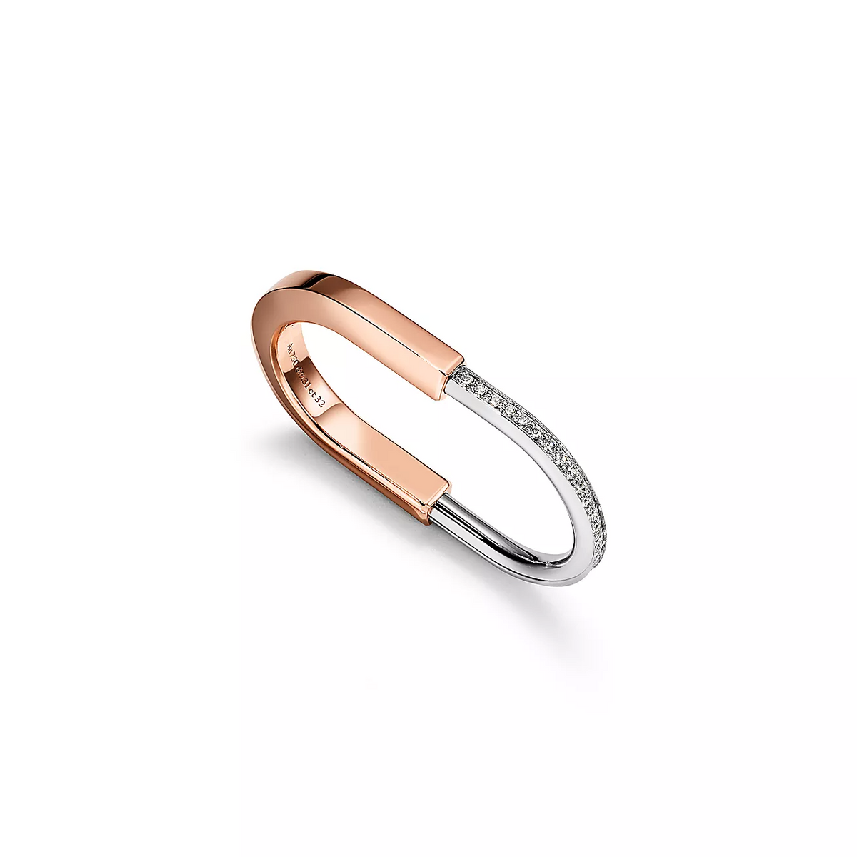 [Dawnora Jewelry]LOCK RING TOW-FINGER ROSE AND WHITE GOLD DIAMONDS