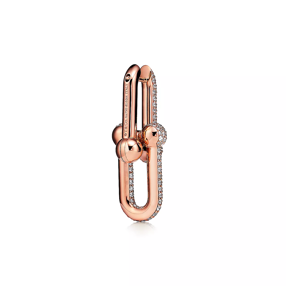 [Dawnora Jewelry]LARGE LINK EARRINGS PINK GOLD WITH PAVED DIAMONDS