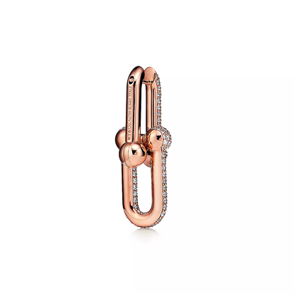[Dawnora Jewelry]LARGE LINK EARRINGS PINK GOLD WITH PAVED DIAMONDS