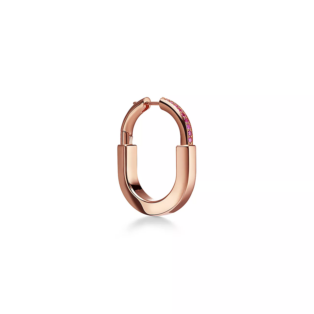 [Dawnora Jewelry]LOCK MEDIUM PINK DIAMOND PINK GOLD EARRINGS