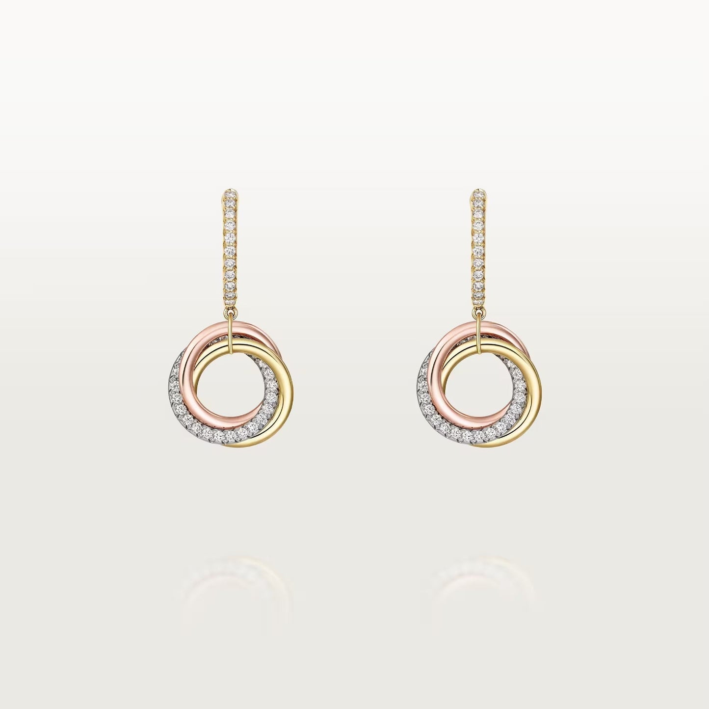 [Dawnora Jewelry]TRINITY HALF DIAMOND  EARRINGS