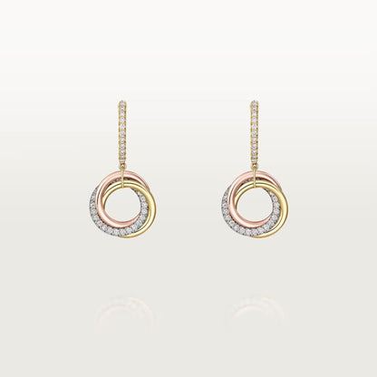 [Dawnora Jewelry]TRINITY HALF DIAMOND  EARRINGS