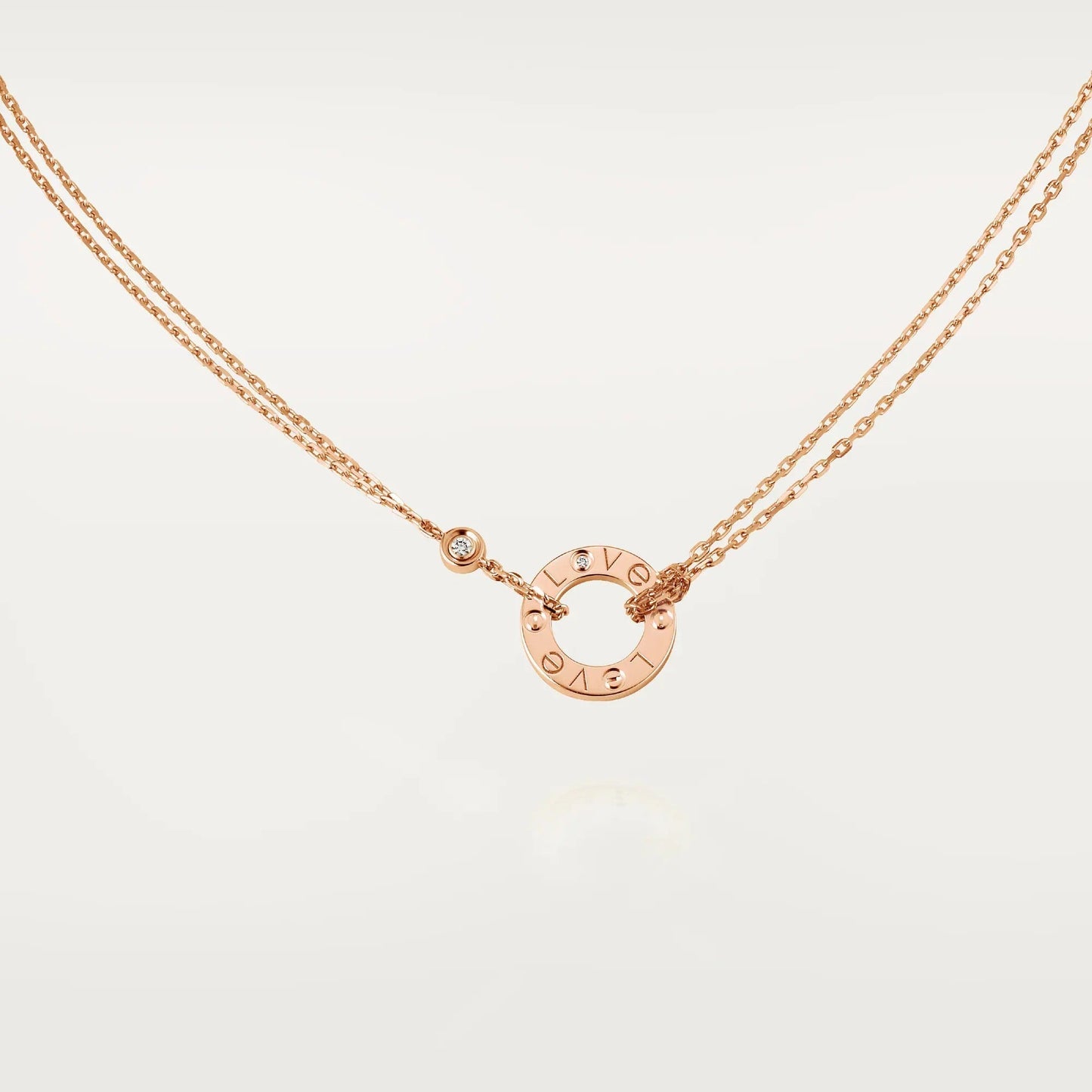 [Dawnora Jewelry]LOVE NECKLACE 16MM 2 DIAMONDS