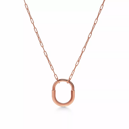[Dawnora Jewelry]LOCK MEDIUM PENDANT PINK DIAMOND PINK GOLD NECKLACE