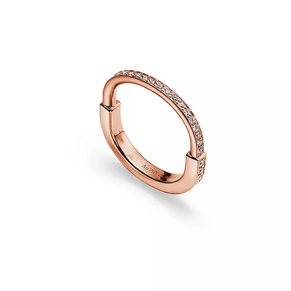[Dawnora Jewelry]LOCK RING PINK GOLD DIAMOND PAVED