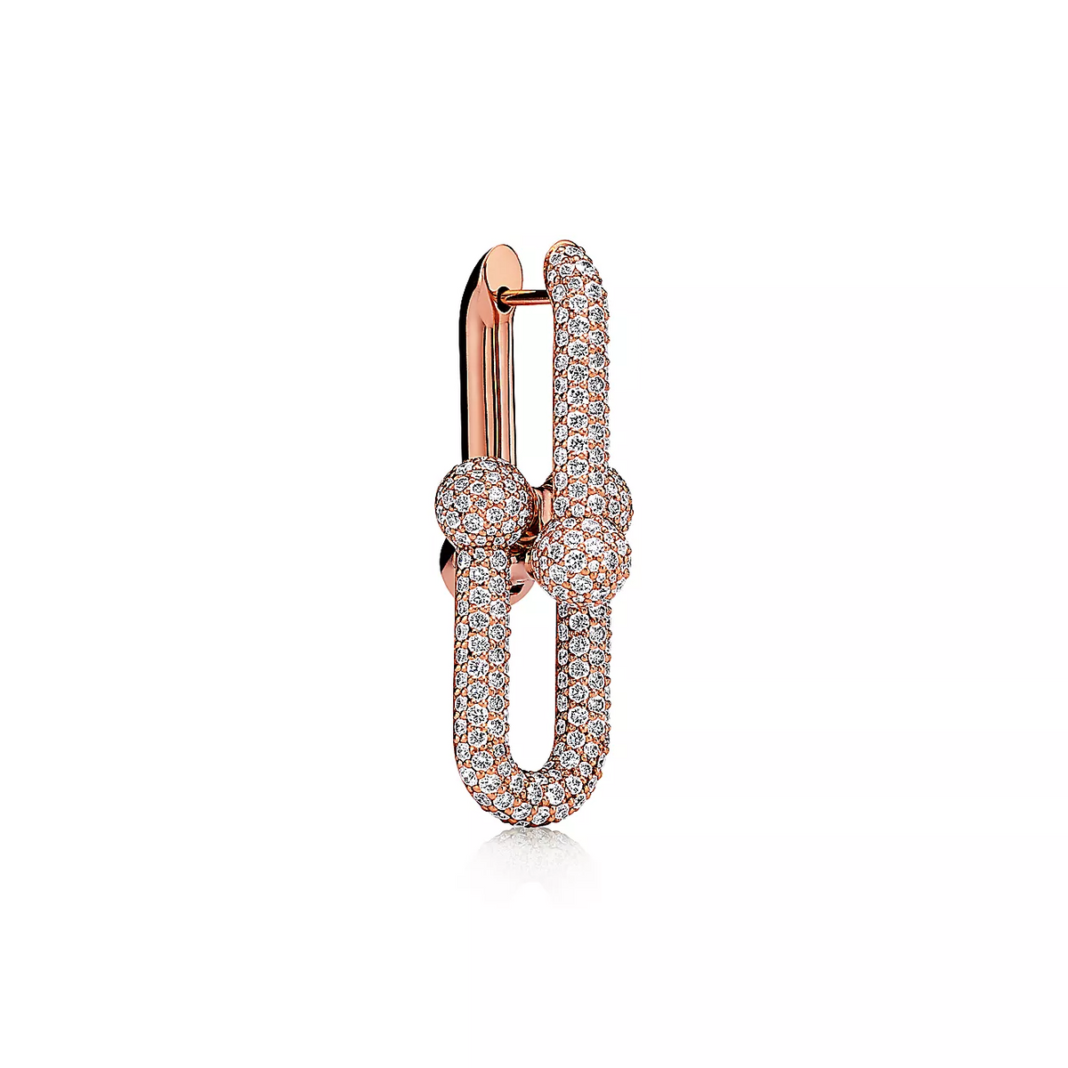 [Dawnora Jewelry]LARGE LINK EARRINGS PINK GOLD WITH PAVED DIAMONDS