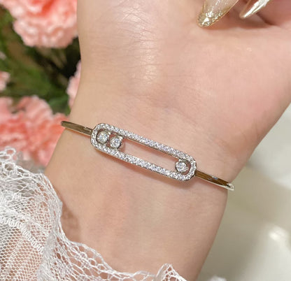 [Dawnora Jewelry]Move Pavé Diamond Bangle Bracelet M