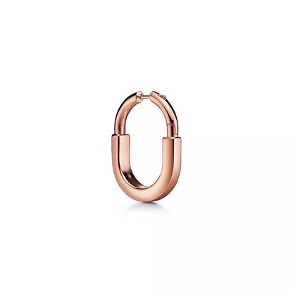 [Dawnora Jewelry]LOCK MEDIUM PINK DIAMOND PINK GOLD EARRINGS