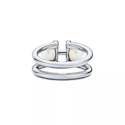 [Dawnora Jewelry]DOUBLE PEARL SILVER RING