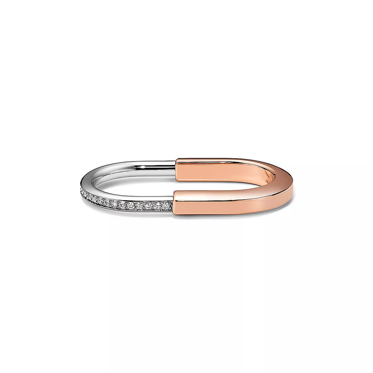 [Dawnora Jewelry]LOCK RING TOW-FINGER ROSE AND WHITE GOLD DIAMONDS