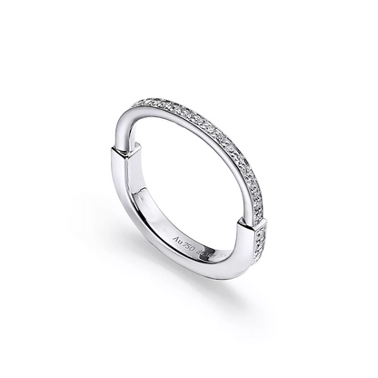 [Dawnora Jewelry]LOCK RING SILVER DIAMOND PAVED