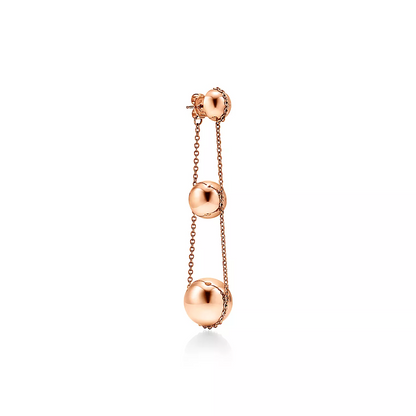 [Dawnora Jewelry]TRIPLE DROP PINK GOLD EARRINGS