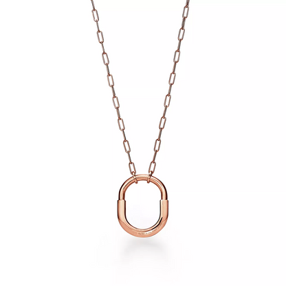 [Dawnora Jewelry]LOCK NECKLACE MEDIUM PENDANT PINK GOLD PAVED DIAMONDS