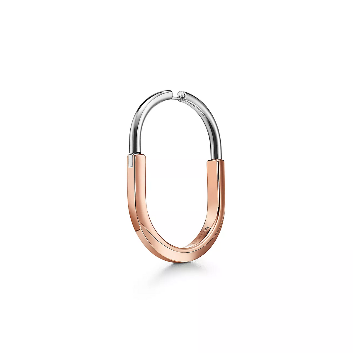 [Dawnora Jewelry]LOCK EARRINGS ROSE AND WHITE GOLD DIAMONDS EXTRA LARGE