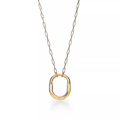 [Dawnora Jewelry]LOCK NECKLACE MEDIUM PENDANT GOLD PAVED DIAMONDS