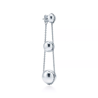 [Dawnora Jewelry]TRIPLE DROP SILVER EARRINGS