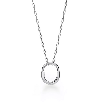 [Dawnora Jewelry]LOCK NECKLACE MEDIUM PENDANT SILVER PAVED DIAMONDS