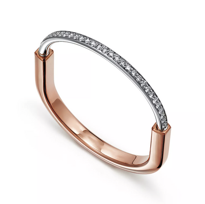 [Dawnora Jewelry]LOCK BRACELET ROSE AND WHITE GOLD DIAMOND