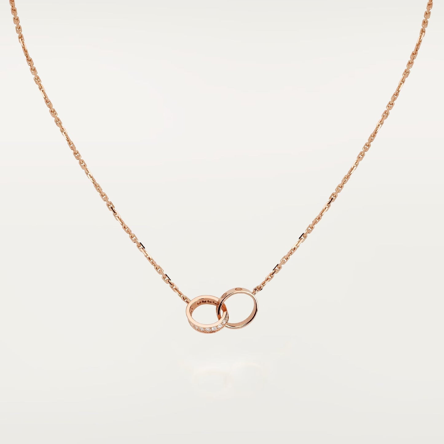 [Dawnora Jewelry]LOVE DOUBLE RING HALF DIAMOND NECKLACE