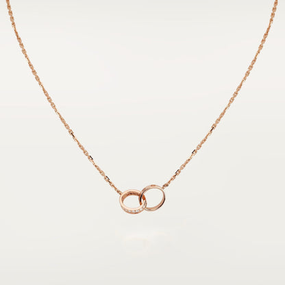 [Dawnora Jewelry]LOVE DOUBLE RING HALF DIAMOND NECKLACE
