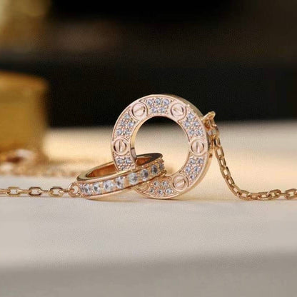 [Dawnora Jewelry]LOVE  FULL DIAMOND PENDANT NECKLACE