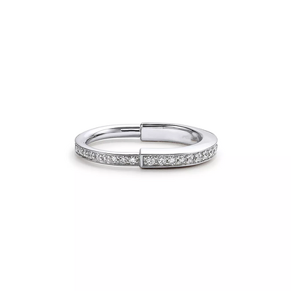 [Dawnora Jewelry]LOCK RING SILVER DIAMOND PAVED