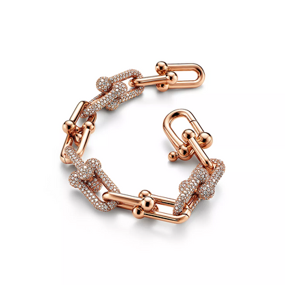 [Dawnora Jewelry]HARDWEAR LARGE LINK PINK GOLD PAVED DIAMOND BRACELET