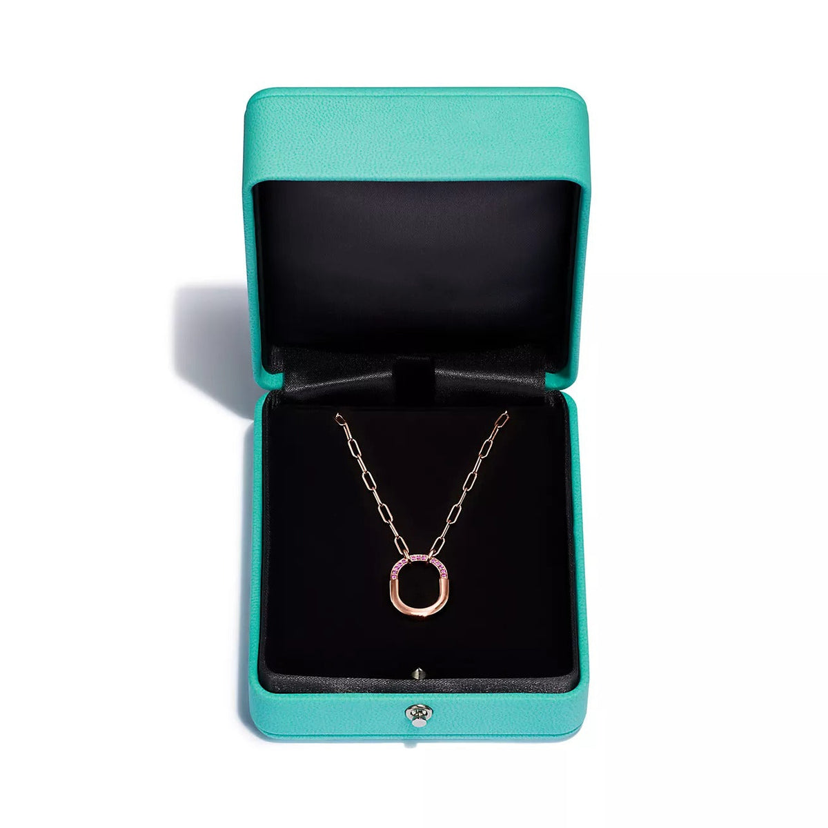 [Dawnora Jewelry]LOCK SMALL PENDANT PINK DIAMOND PINK GOLD NECKLACE