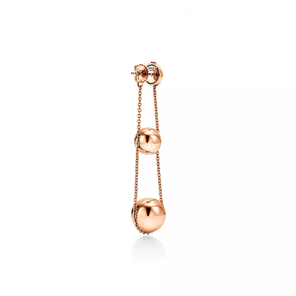 [Dawnora Jewelry]TRIPLE DROP PINK GOLD EARRINGS