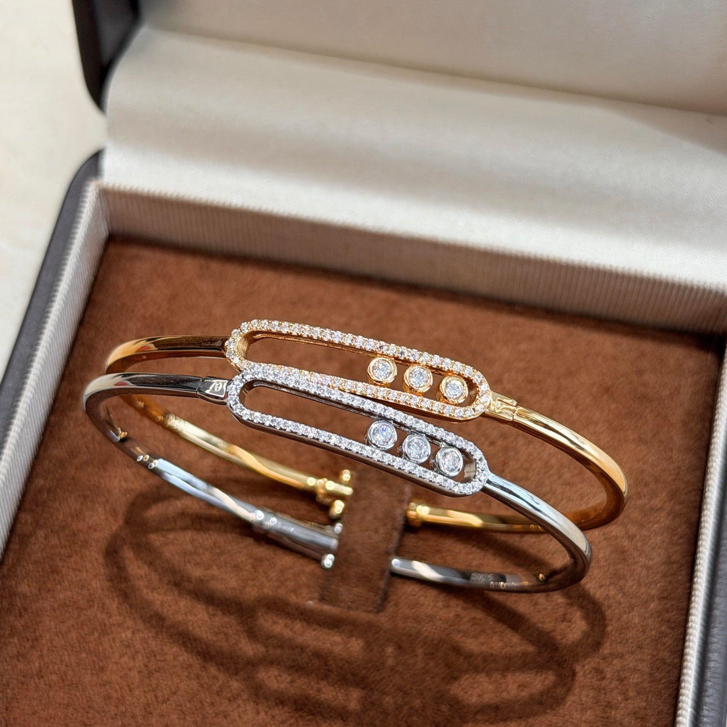 [Dawnora Jewelry]Move Pavé Diamond Bangle Bracelet M