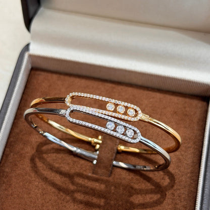 [Dawnora Jewelry]Move Pavé Diamond Bangle Bracelet M