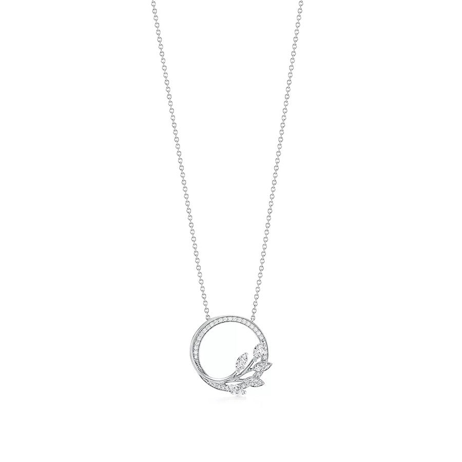 [Dawnora Jewelry]DIAMOND VINE CIRCLE PENDANT PLATINUM NECKLACE