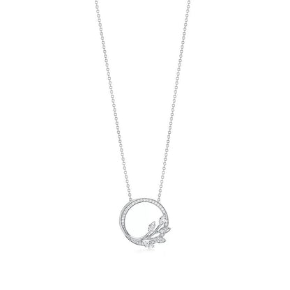 [Dawnora Jewelry]DIAMOND VINE CIRCLE PENDANT PLATINUM NECKLACE