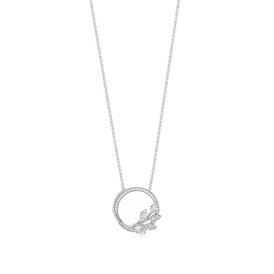 [Dawnora Jewelry]DIAMOND VINE CIRCLE PENDANT PLATINUM NECKLACE