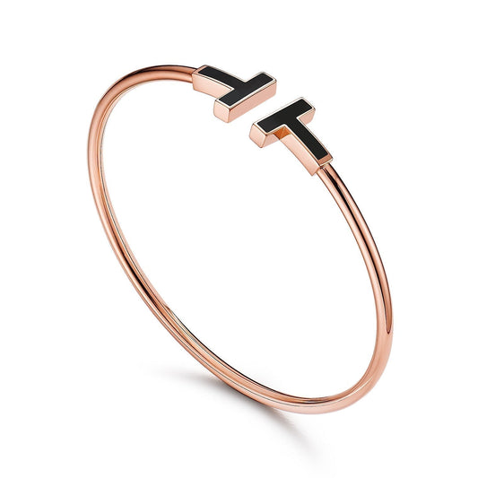 [Dawnora Jewelry]T BRACELET 1.8MM ONYX PINK GOLD