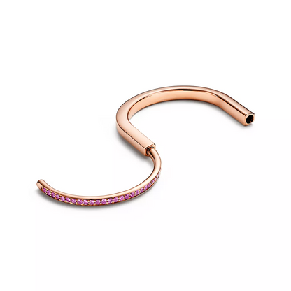 [Dawnora Jewelry]LOCK BRACELET ROSE DIAMOND PINK GOLD