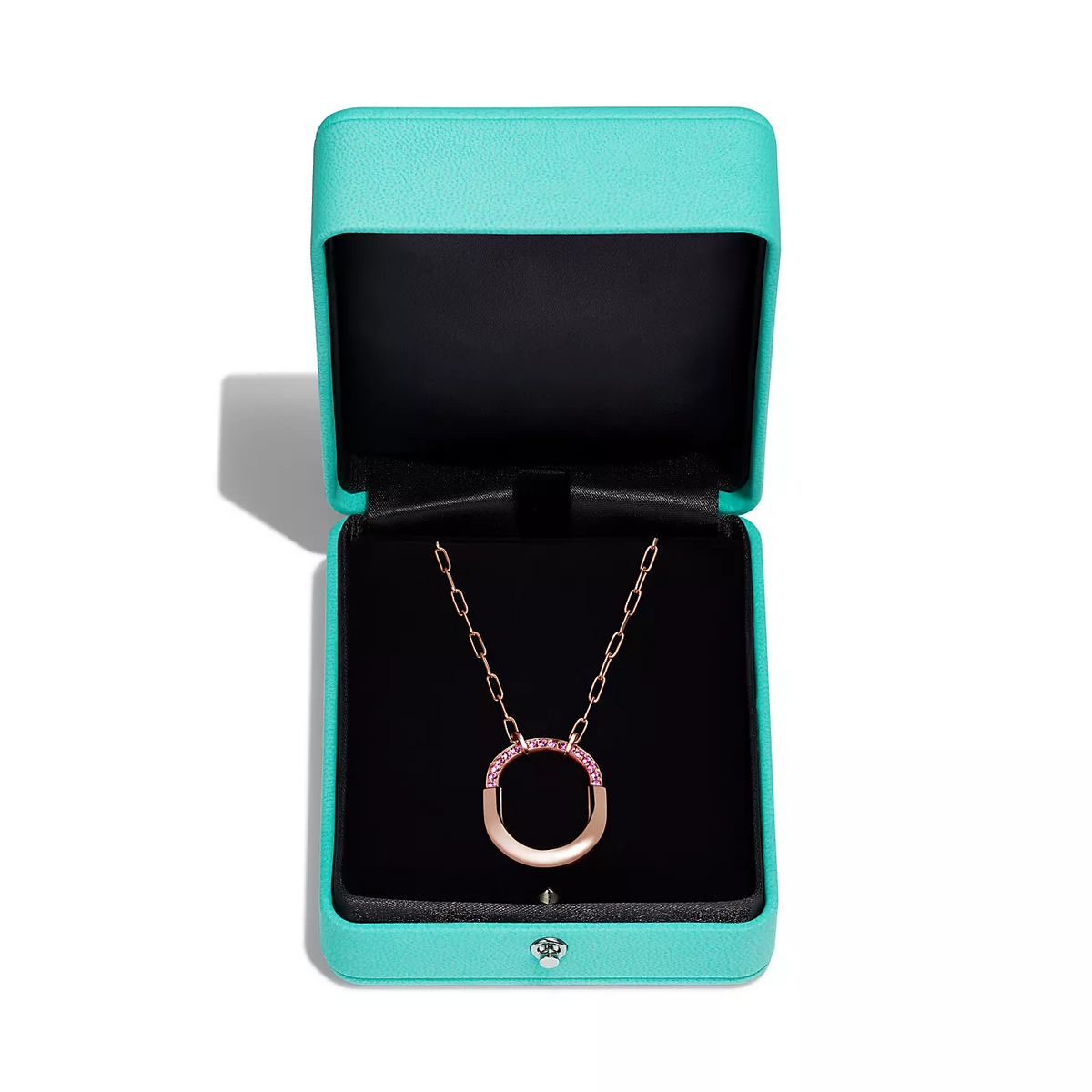 [Dawnora Jewelry]LOCK MEDIUM PENDANT PINK DIAMOND PINK GOLD NECKLACE