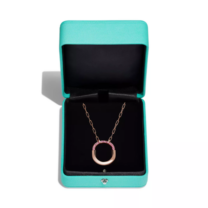 [Dawnora Jewelry]LOCK MEDIUM PENDANT PINK DIAMOND PINK GOLD NECKLACE