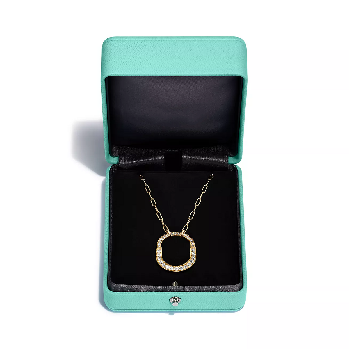 [Dawnora Jewelry]LOCK NECKLACE MEDIUM PENDANT GOLD PAVED DIAMONDS