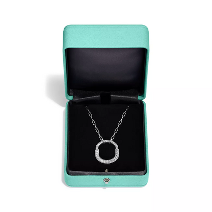[Dawnora Jewelry]LOCK NECKLACE MEDIUM PENDANT SILVER PAVED DIAMONDS