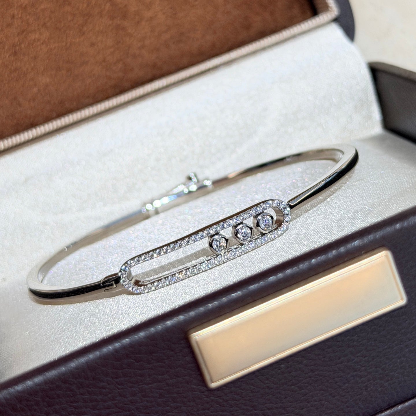 [Dawnora Jewelry]Move Pavé Diamond Bangle Bracelet M