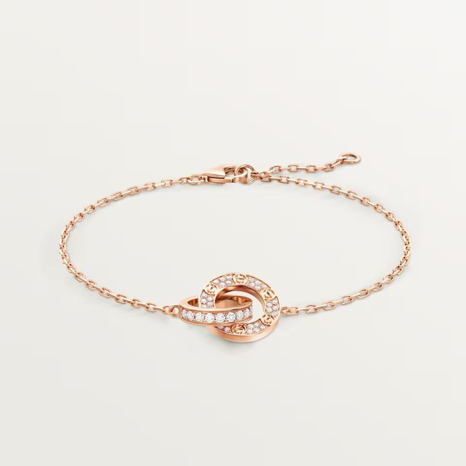 [Dawnora Jewelry]LOVE DOUBLE RING FULL DIAMOND BRACELET