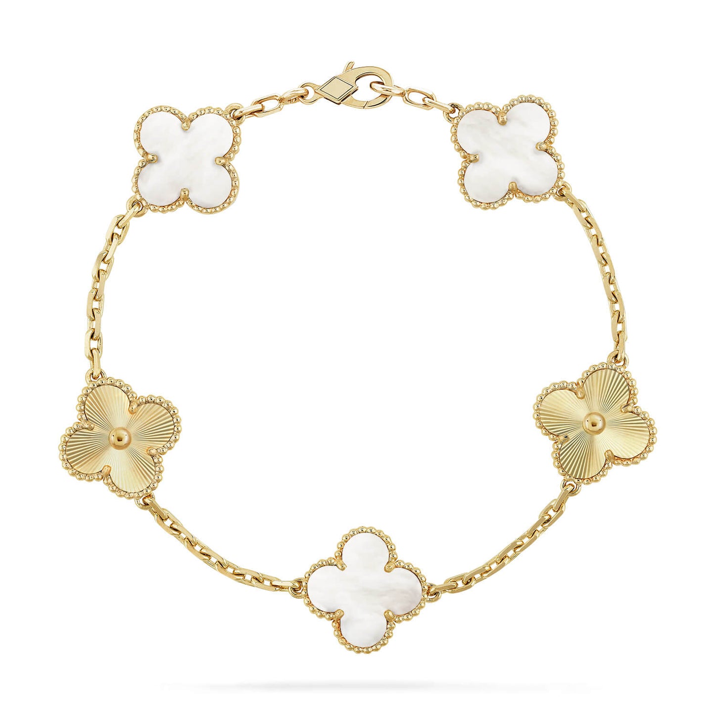[Dawnora Jewelry]CLOVER WHITE PEARL MOP 5 MOTIF BRACELET COLLECTION