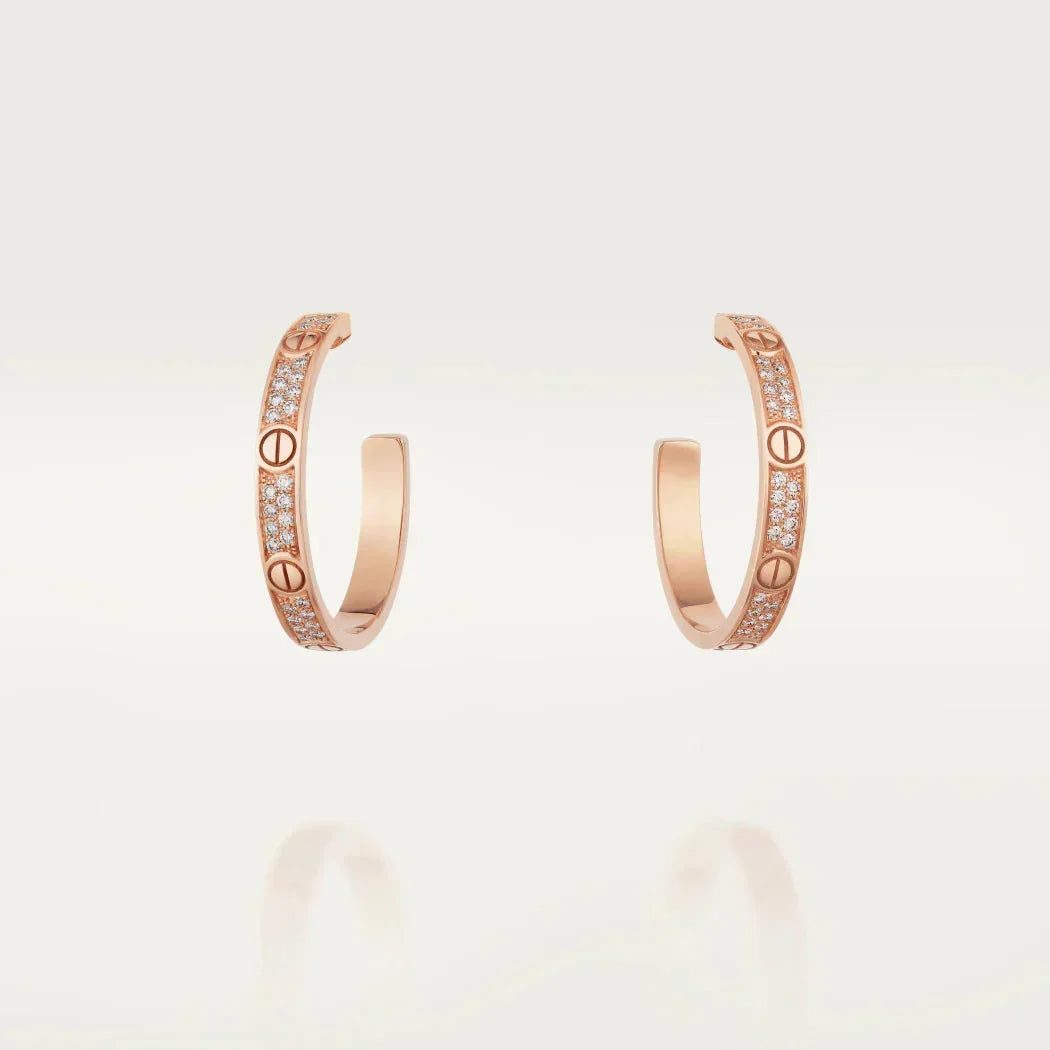 [Dawnora Jewelry]LOVE EARRINGS 3.6MM DIAMOND PAVED