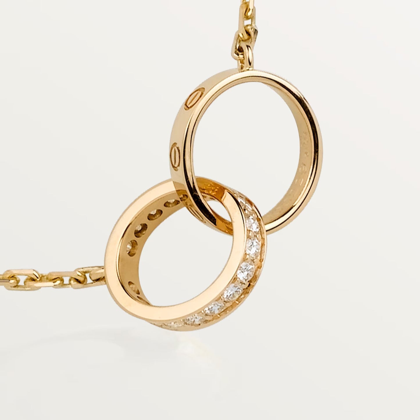 [Dawnora Jewelry]LOVE DOUBLE RING HALF DIAMOND NECKLACE