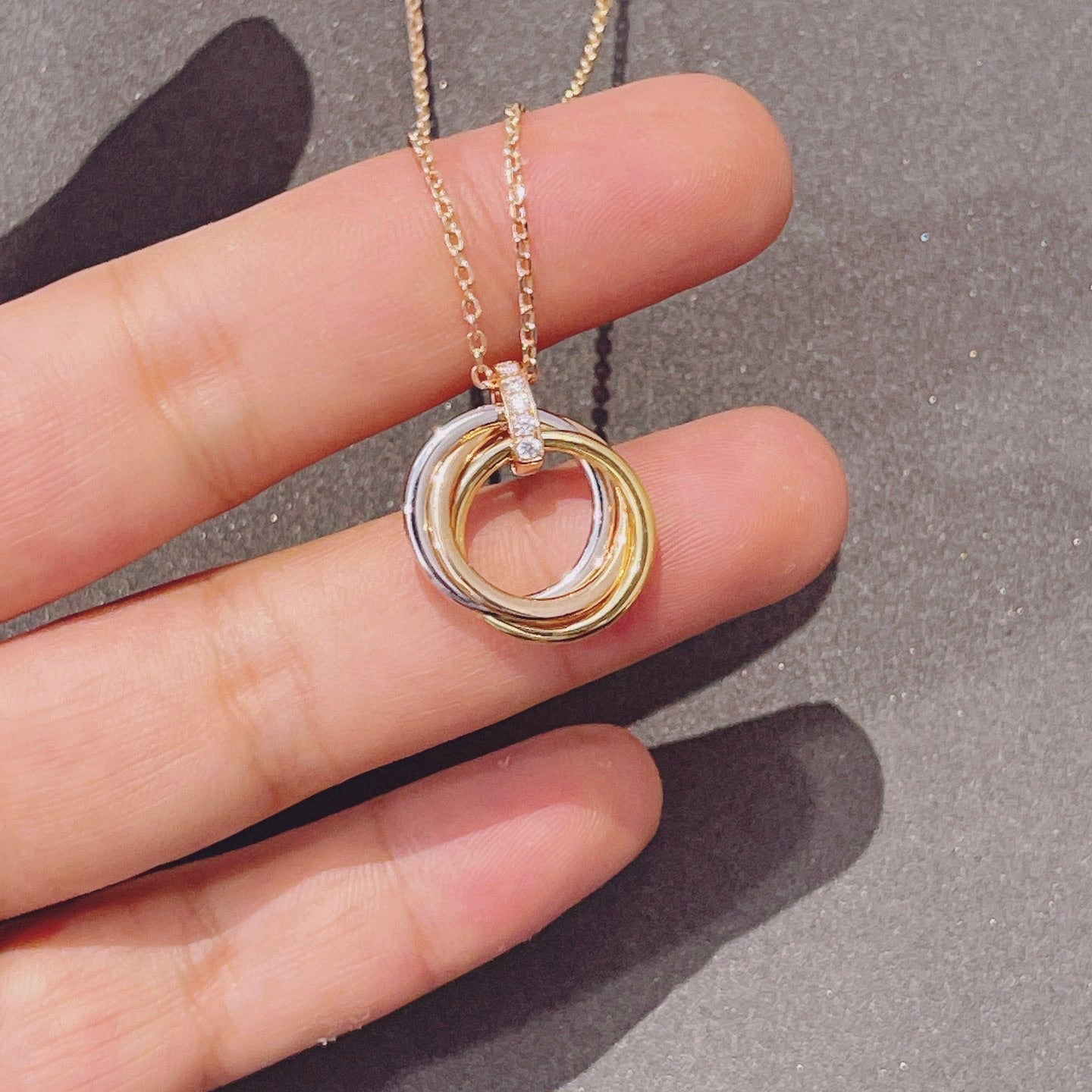 [Dawnora Jewelry]TRINITY NECKLACE GOLD  DIAMONDS