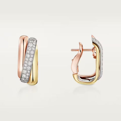 [Dawnora Jewelry]TRINITY HALF DIAMOND  CUSHION EARRINGS