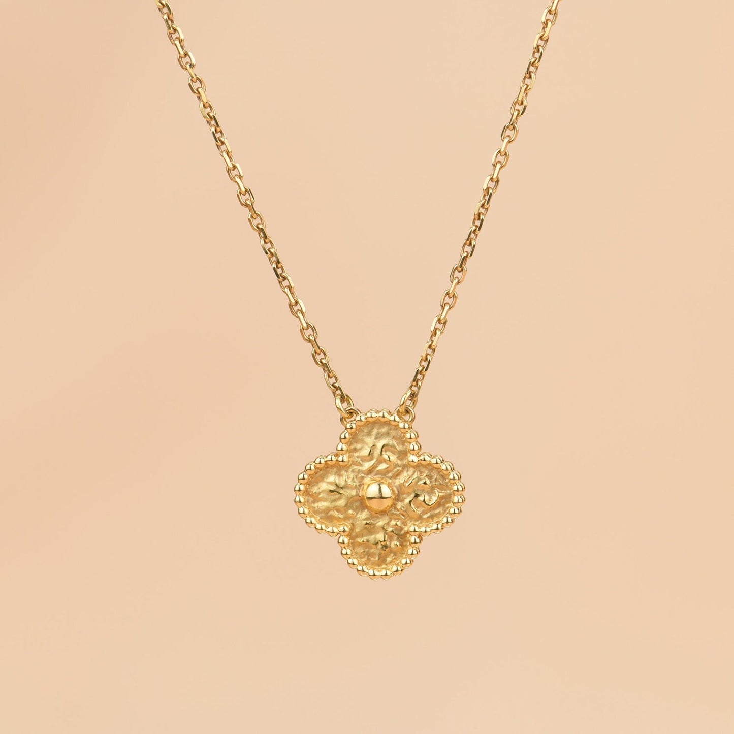 [Dawnora Jewelry]CLOVER 15MM  BRONZING NECKLACE